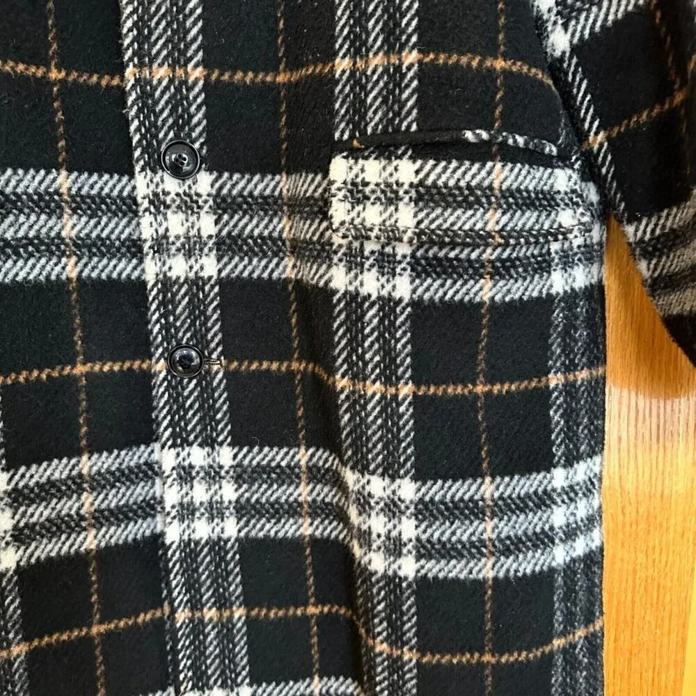 Gianni Feraud Oversized Black Plaid Checked Overcoat - Picture 3 of 7
